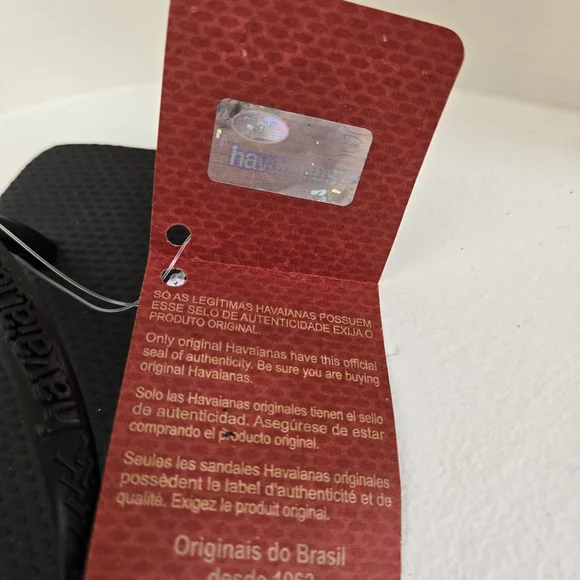 NWT-Havaianas Women's Slim Square Toe Flip Flops in Black-Size 6 - Picture 3 of 8